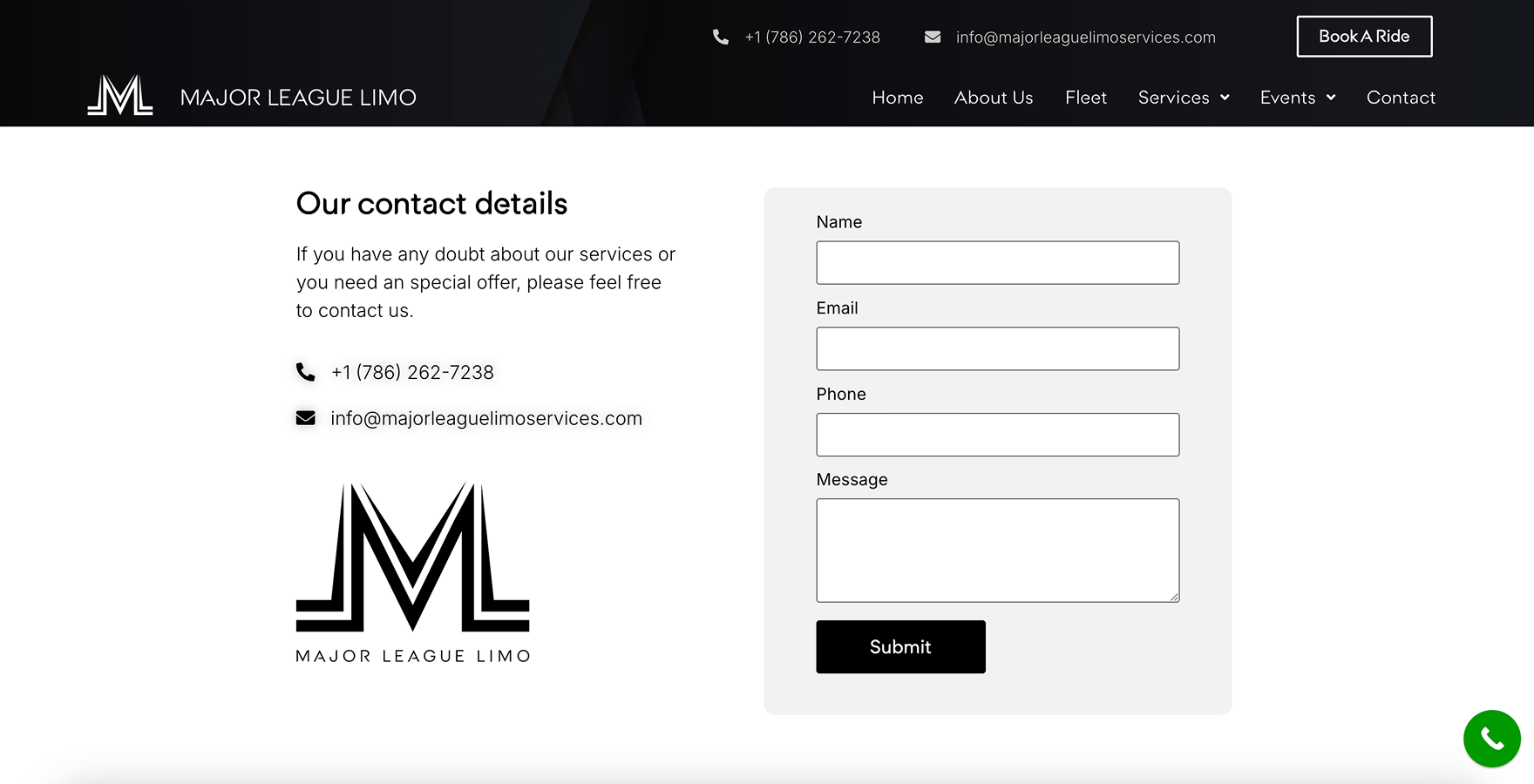 Major League Limo Services — screen 3