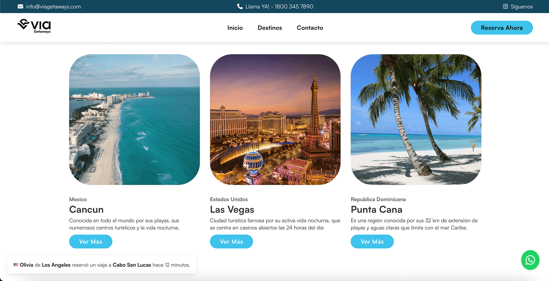 Via Getaways — pantalla 2